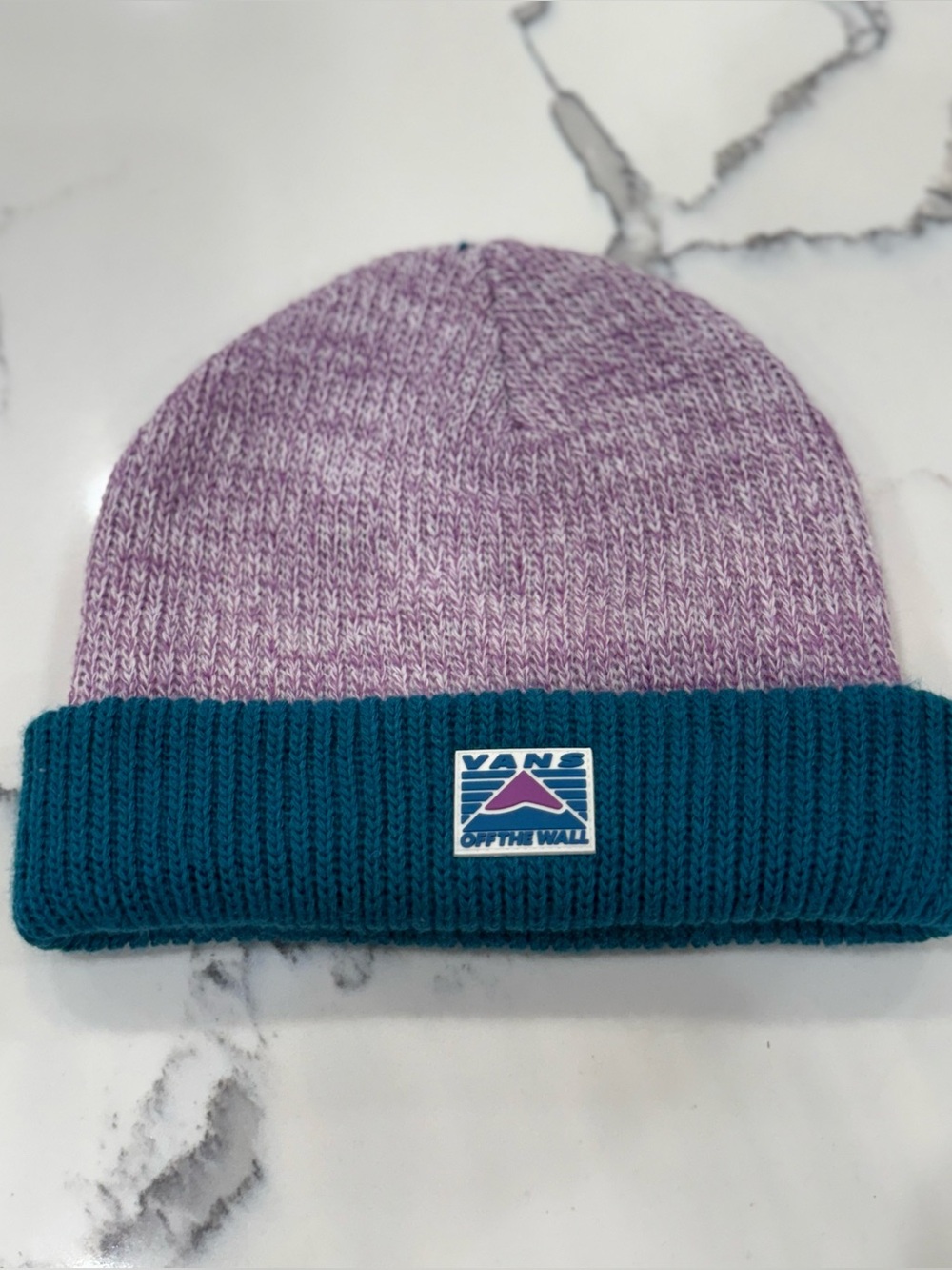 Vans Two-Color Teal Cuffed Beanie with Purple Crown